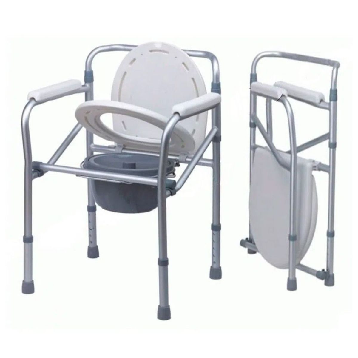 GENERICO - SILLA SANITARIA BAÑO PORTÁTIL PLEGABLE GRADUABLE DE ALUMINIO