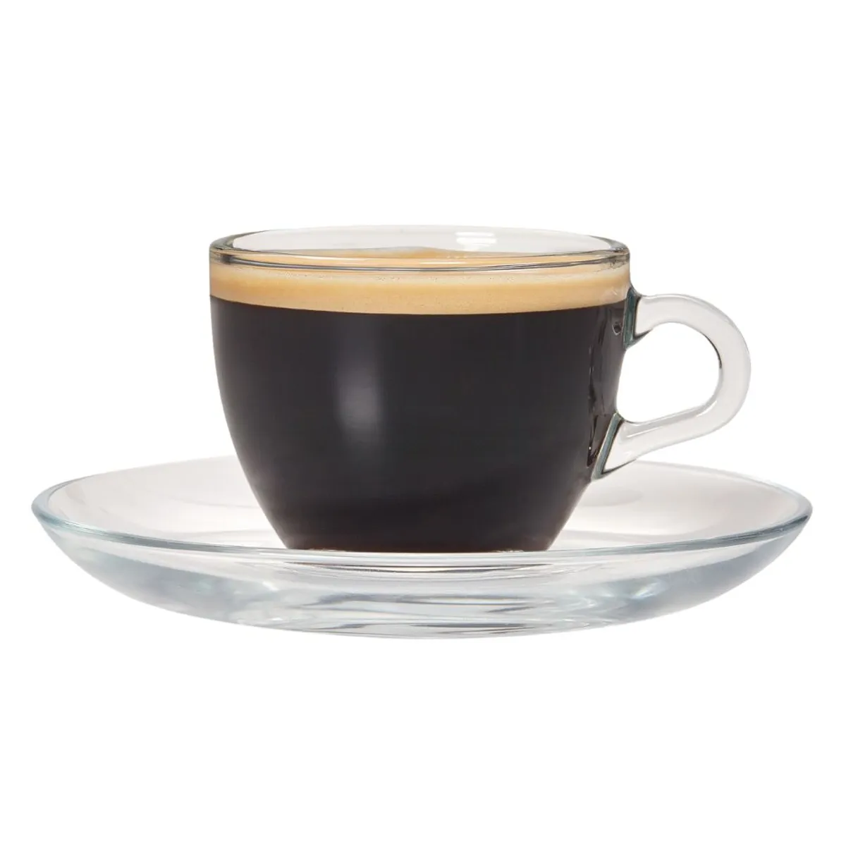 INSPIRA - Taza y Plato de Vidrio Transparente para Café