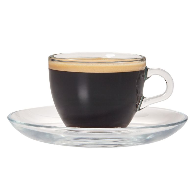 INSPIRA - Taza y Plato de Vidrio Transparente para Café