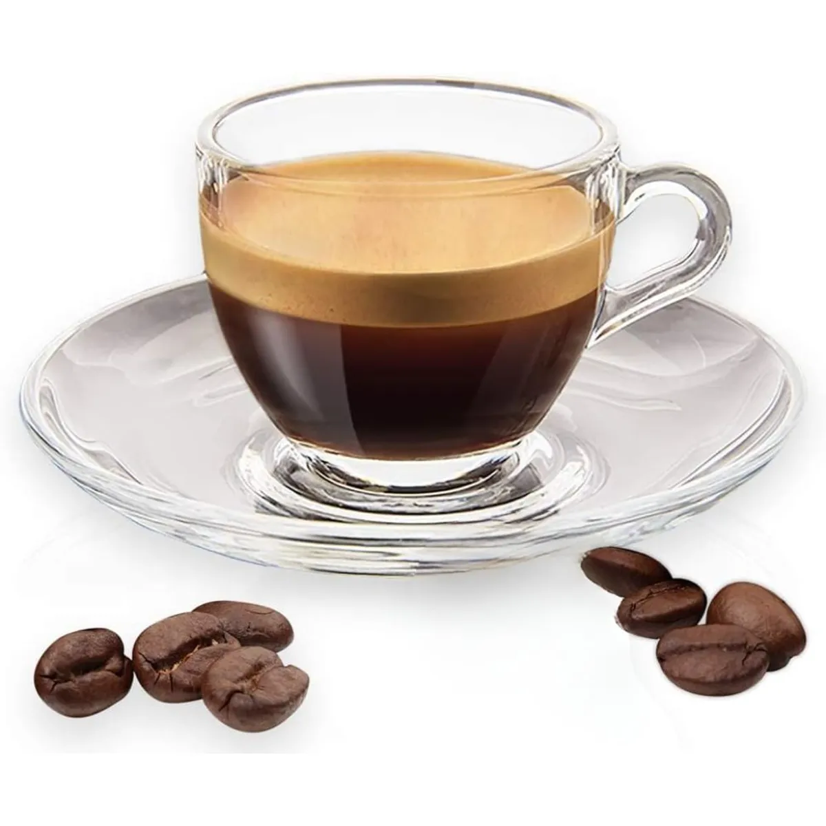 INSPIRA - Taza y Plato de Vidrio Transparente para Café