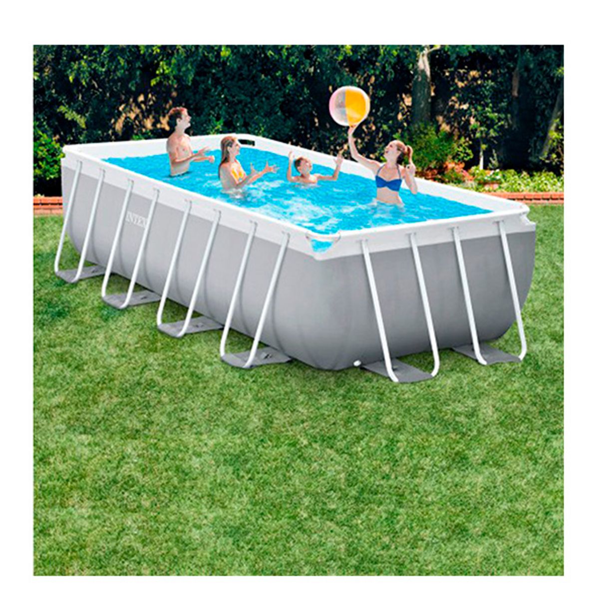 INTEX - PISCINA ESTRUCTURAL 488x244x107 RECTANGULAR CON FILTRO ESCALERA INTEX