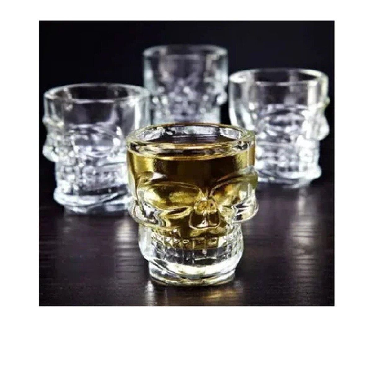 UNIVERSAL - Pack de 4 Shots de vidrio con forma de calavera