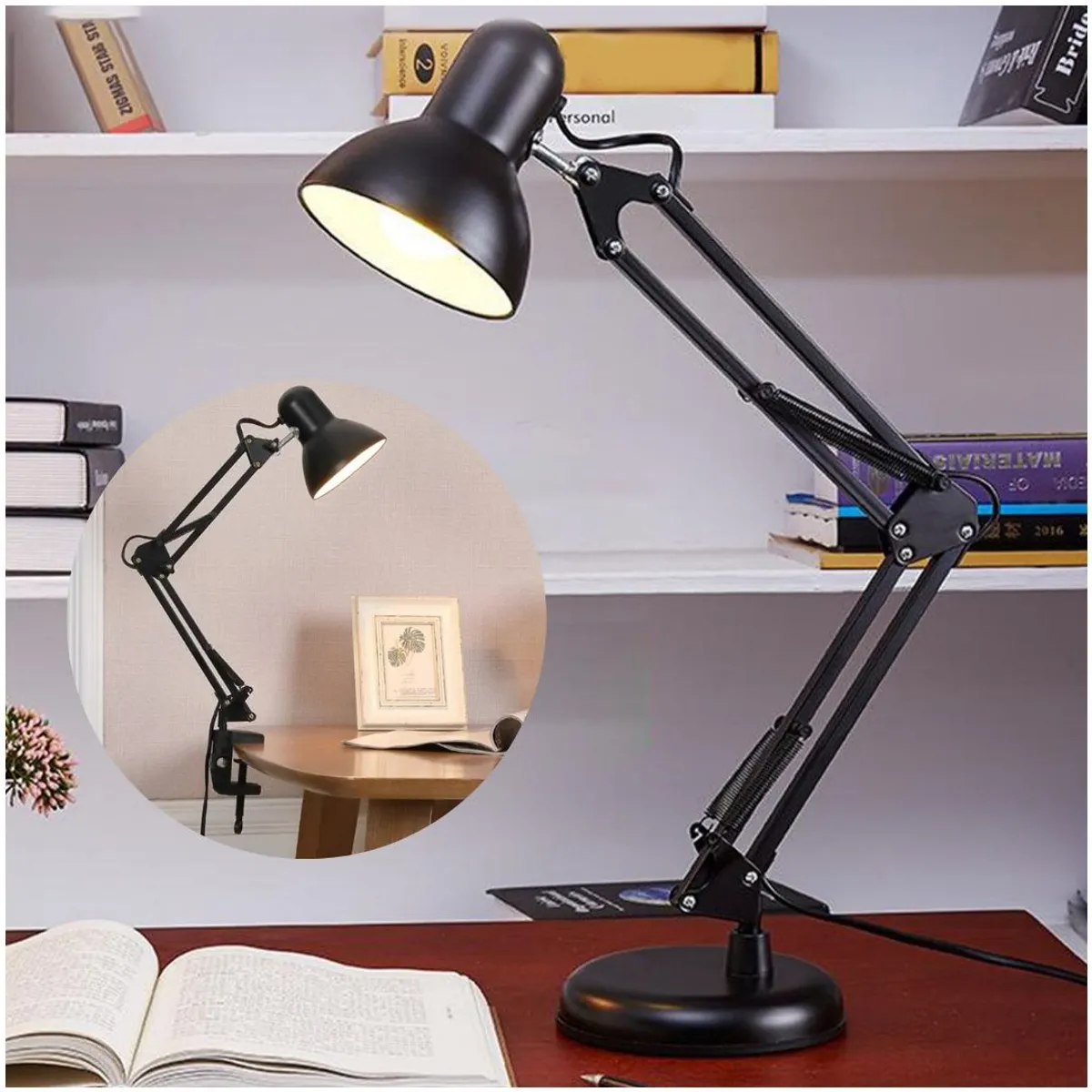 INSPIRA MARKET - Lampara de escritorio vintage elegante negro