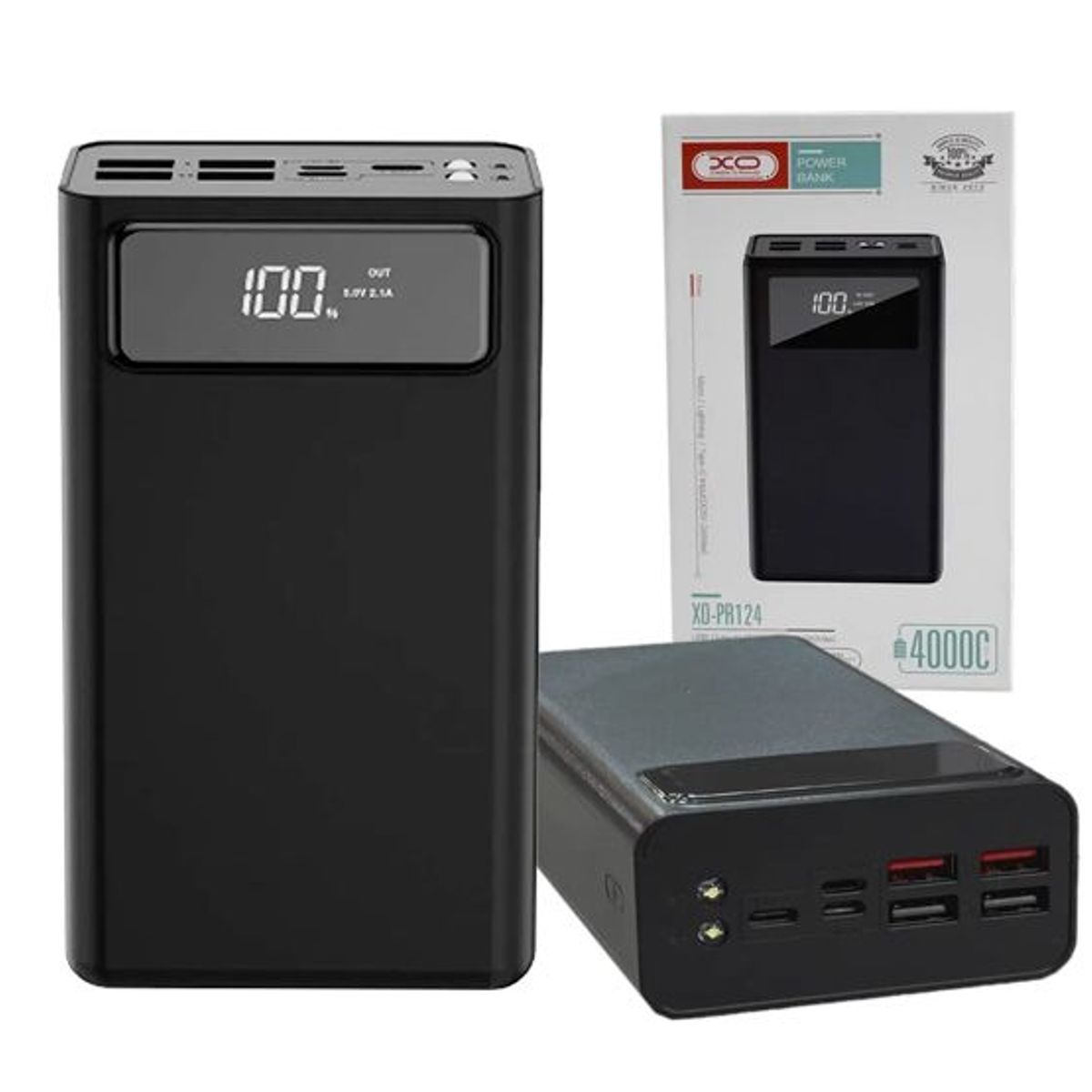 XO SIMPLE IS BEAUTY - Power Bank XO PR124 40000 Mah 4usb + Tipo-C Negro