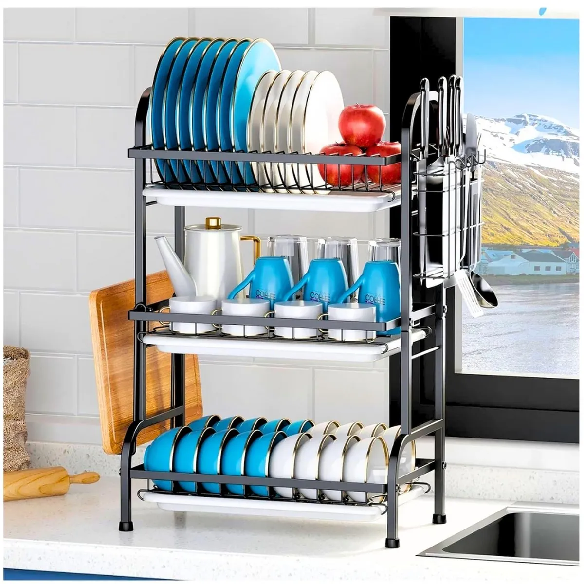 MINARI - Escurridor De Platos Minari 3 Niveles Acero Inoxidable 20E