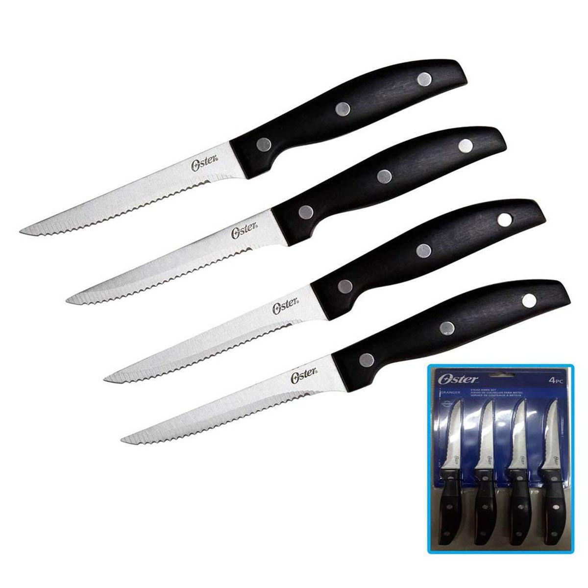 OSTER - Set de Cuchillos Steak Knife 4 Piezas Acero