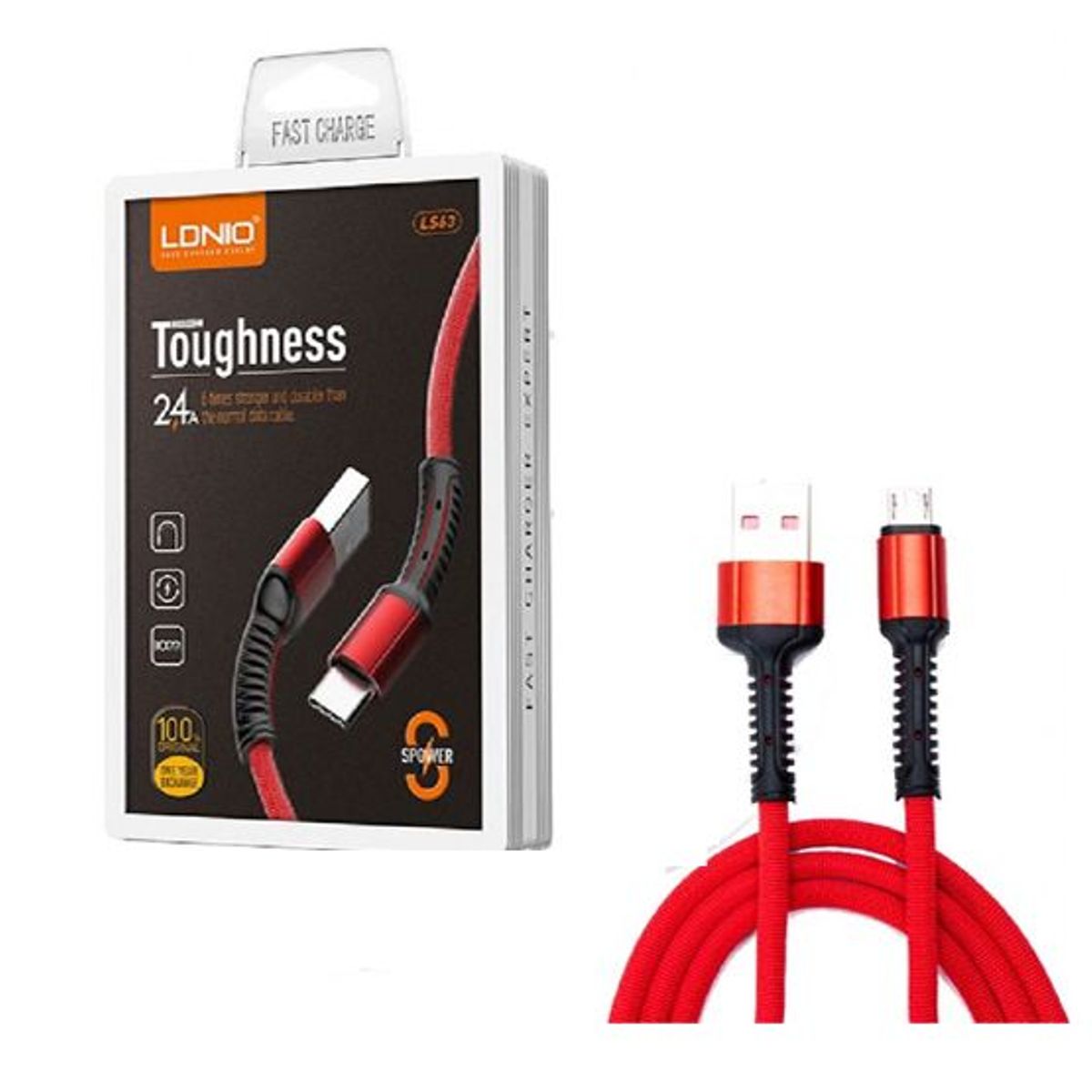 LDNIO - Cable LDNIO LS63 Carga Rápida 2.4a Usb A Micro V8 1m