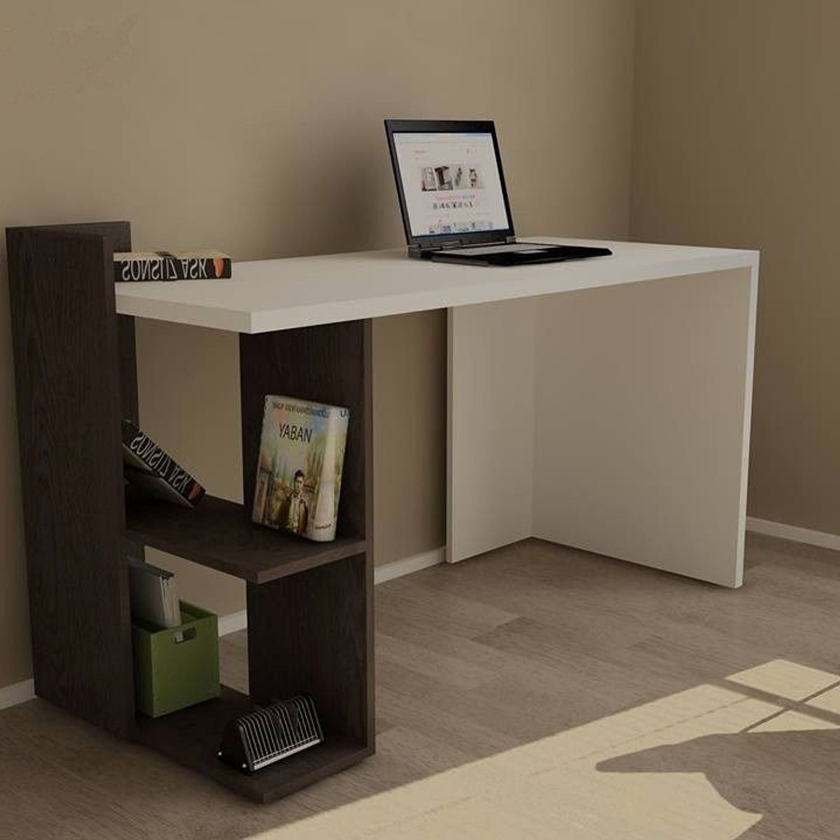 STARHOME - ESCRITORIO STARHOME CON SECCIONES MAFISTIC BLANCO Y WENGE