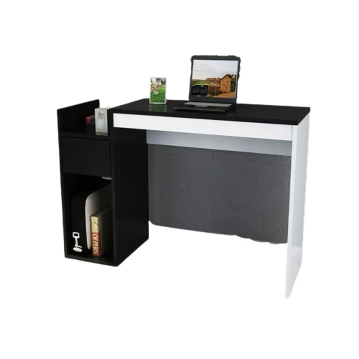 STARHOME - ESCRITORIO STARHOME LUFUS CON SECCIONES  NEGRO Y BLANCO
