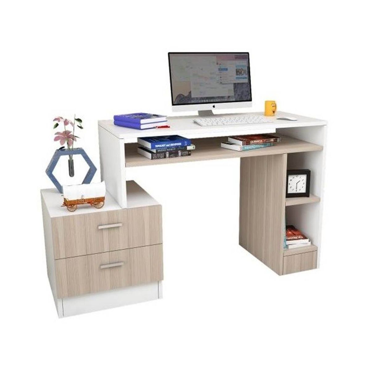STARHOME - ESCRITORIO STARHOME PRAGA BLANCO Y BEIGE