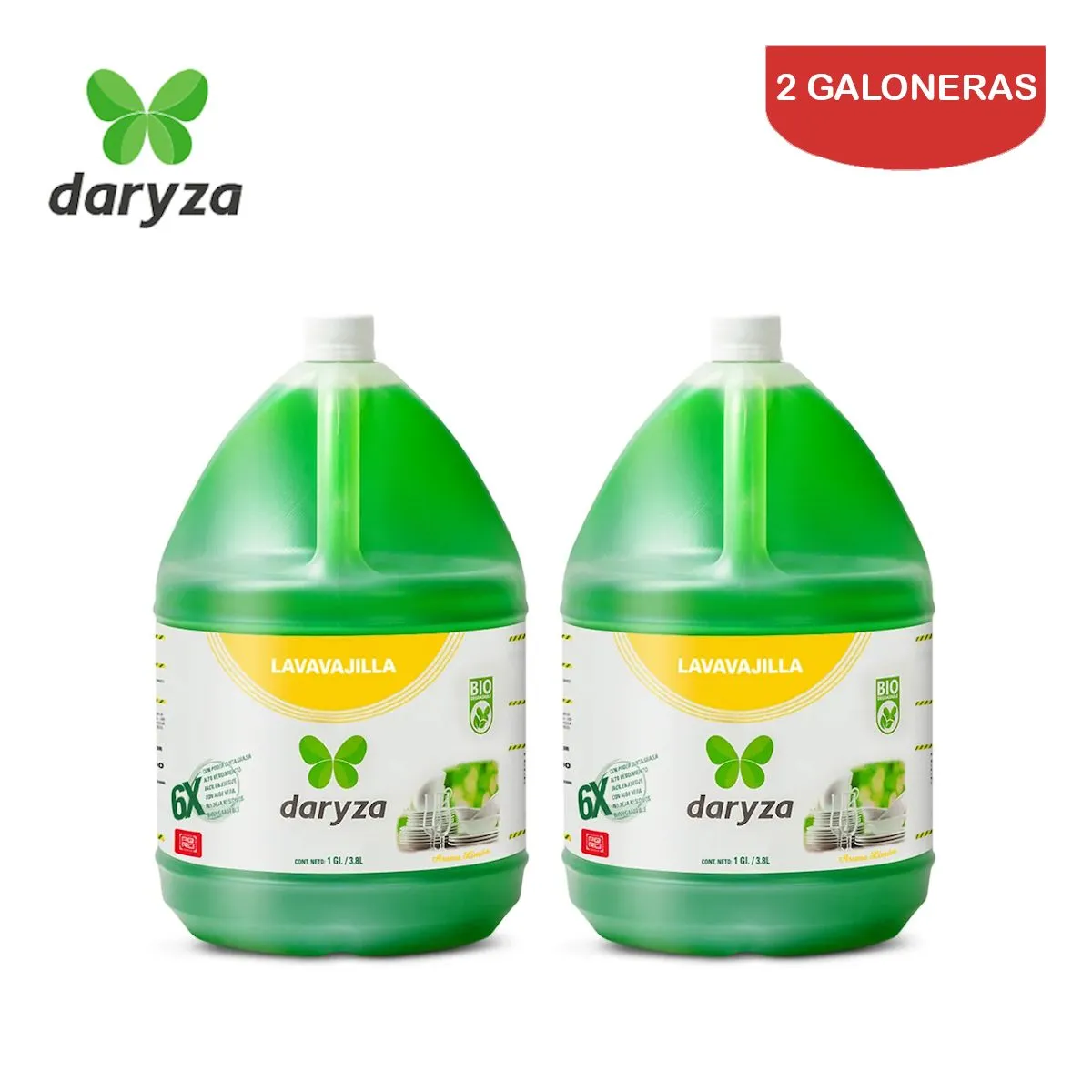 DARYZA - Lavavajilla líquido límón galón DARYZA. Pack 2 galoneras