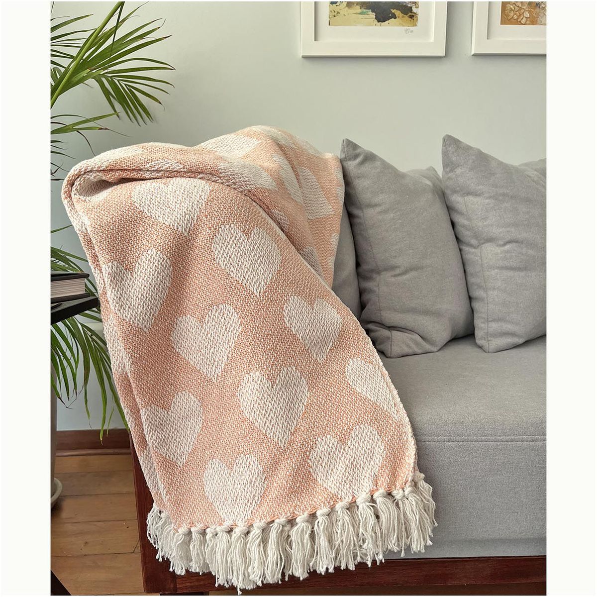 EL TWIST HOME - Manta Tejida Multiusos Corazones 130 x 170 cm