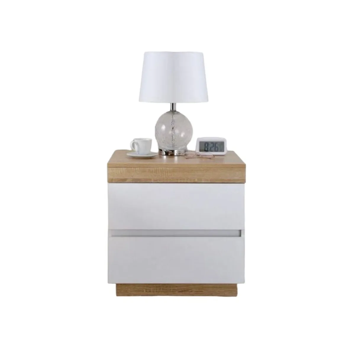 VENTITAS HOME - Velador Catriona 2 Cajones Ventitas Home Color Duna y Blanco