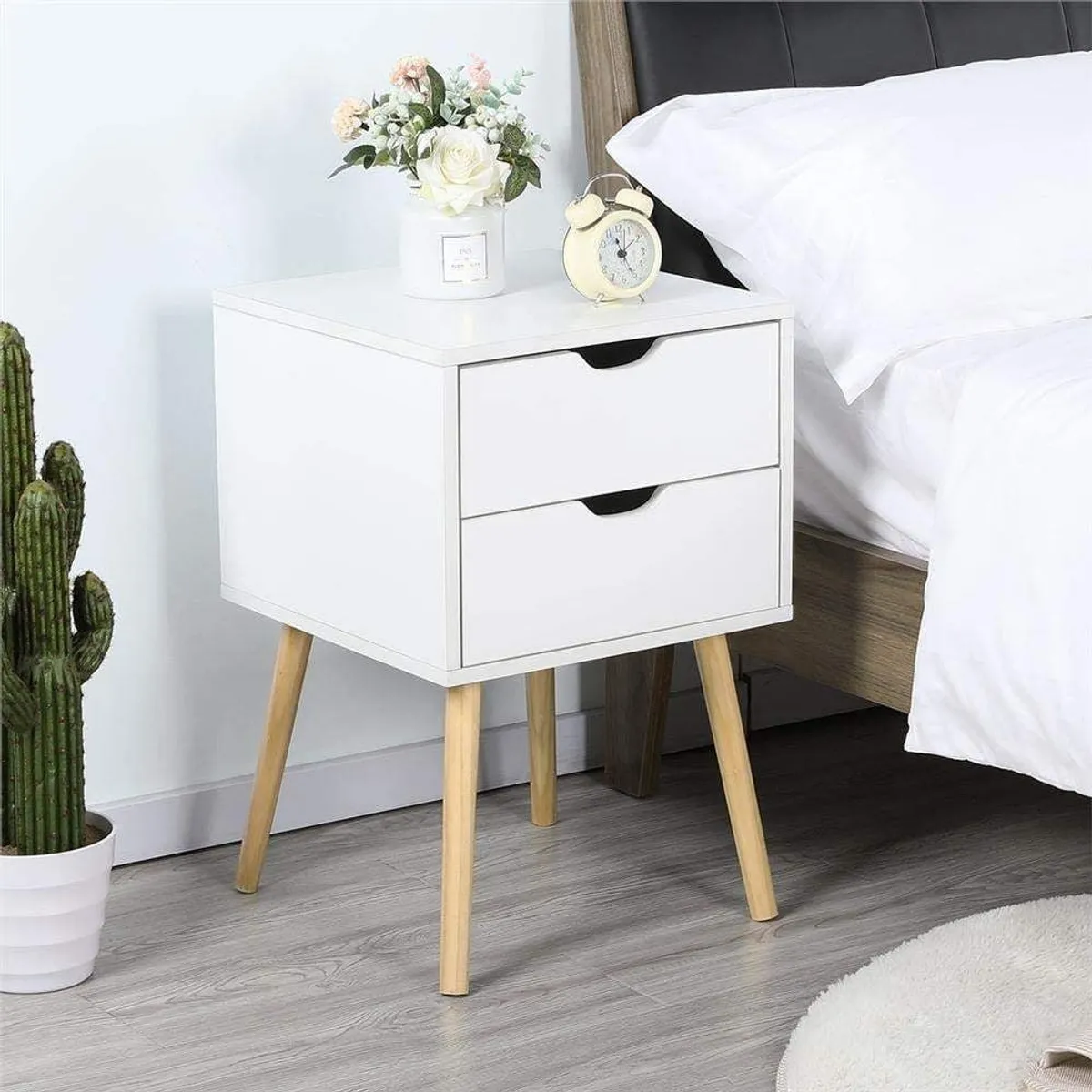 VENTITAS HOME - Velador Vintage Luna 2 Cajones Ventitas Home Color Blanco