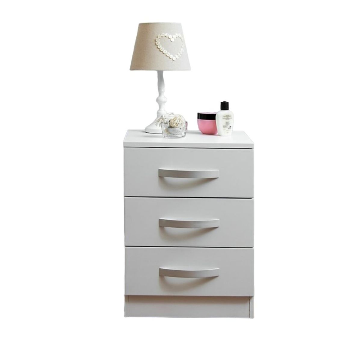 VENTITAS HOME - Mesa de Noche Velador Mazziel 3 Cajones Ventitas Home Color Blanco