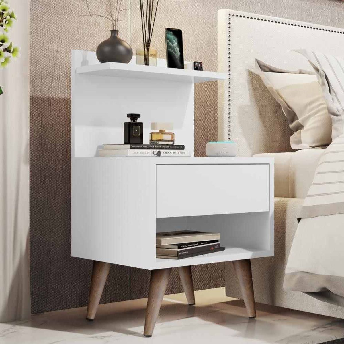 VENTITAS HOME - Mesa de Noche Velador Vintage Zahara Ventitas Home Color Blanco