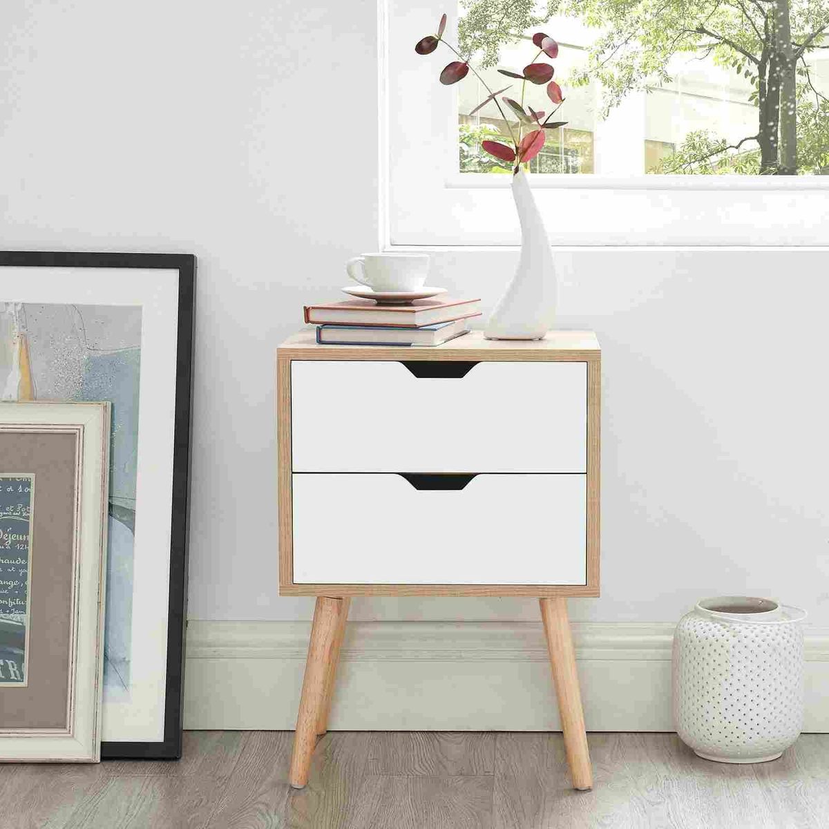 VENTITAS HOME - Velador Mesa de Noche Vintage Luna 2 Cajones Ventitas Home Duna