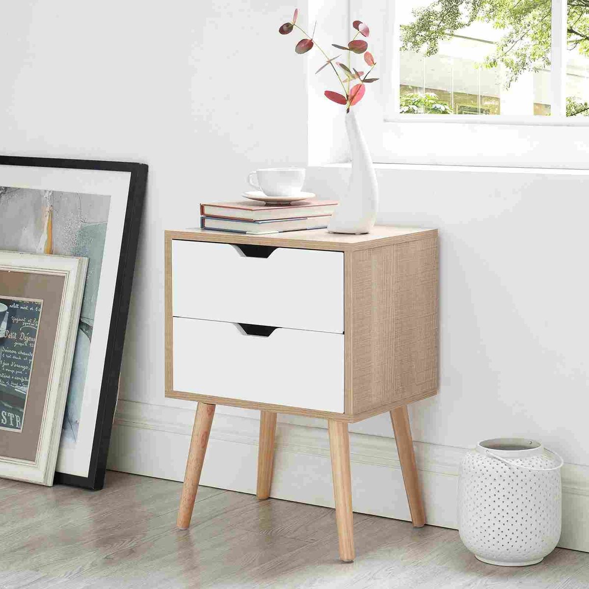 VENTITAS HOME - Velador Mesa de Noche Vintage Luna 2 Cajones Ventitas Home Duna