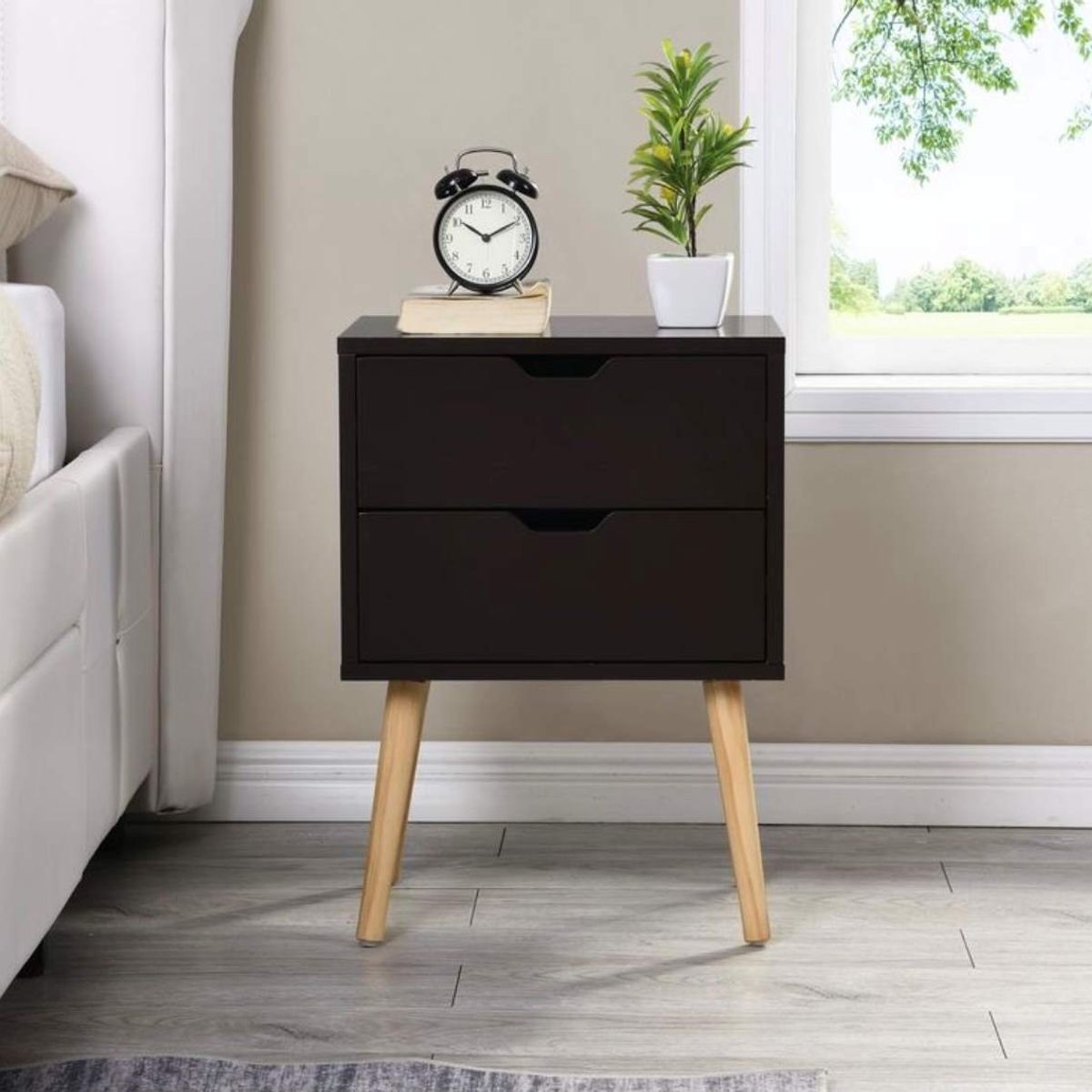 VENTITAS HOME - Velador Vintage Luna Premium 2 Cajones Ventitas Home Color Negro