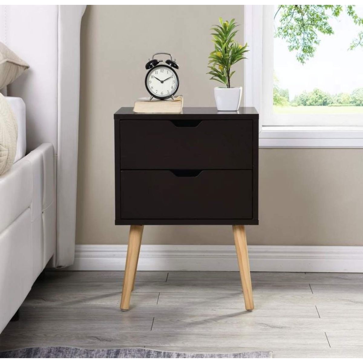 VENTITAS HOME - Velador Vintage Luna Premium 2 Cajones Ventitas Home Color Negro