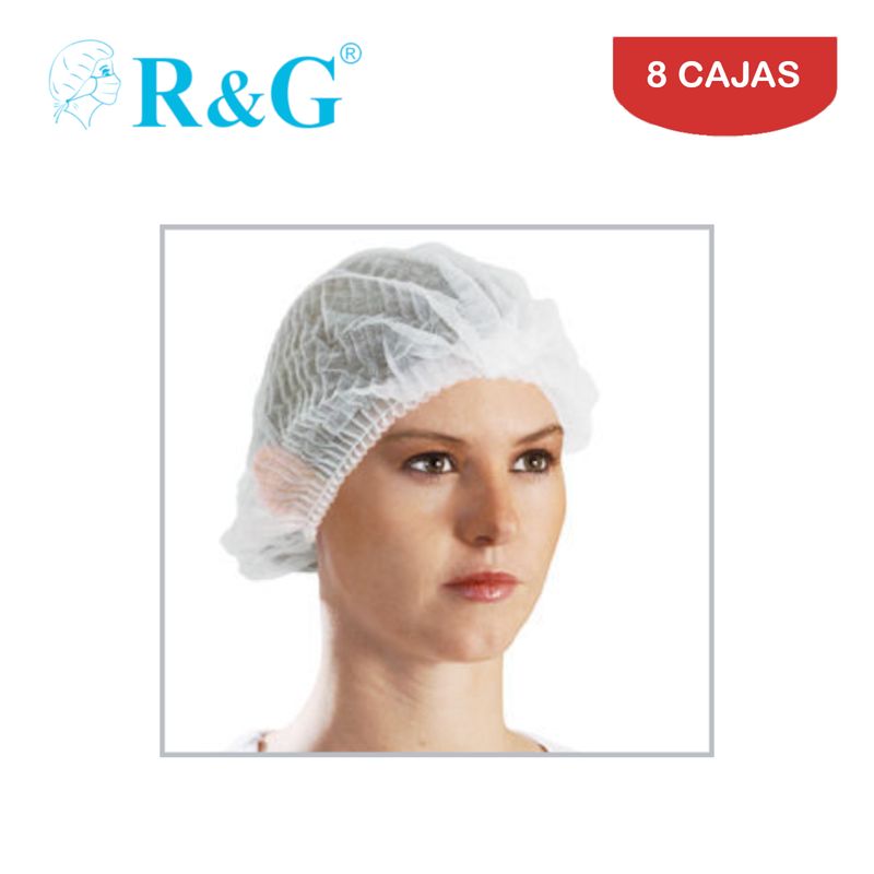 R&G - Toca tipo tira / cofia /gorro blanco caja*100und R&G. Pack 8 cajas