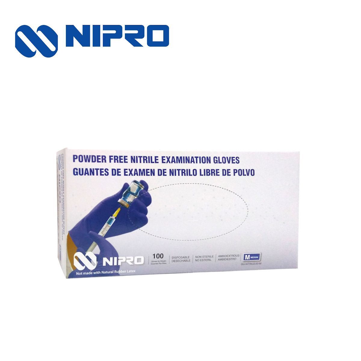 NIPRO - Guantes de nitrilo talla M 100 unidades NIPRO