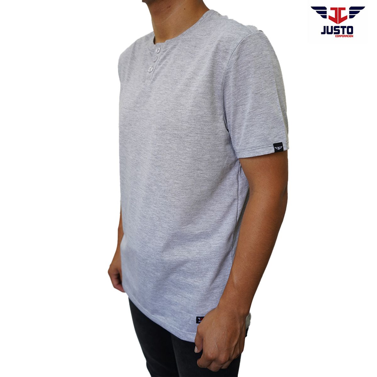 JUSTO - POLOPARA HOMBRE GRIS HENLEY BOTONES