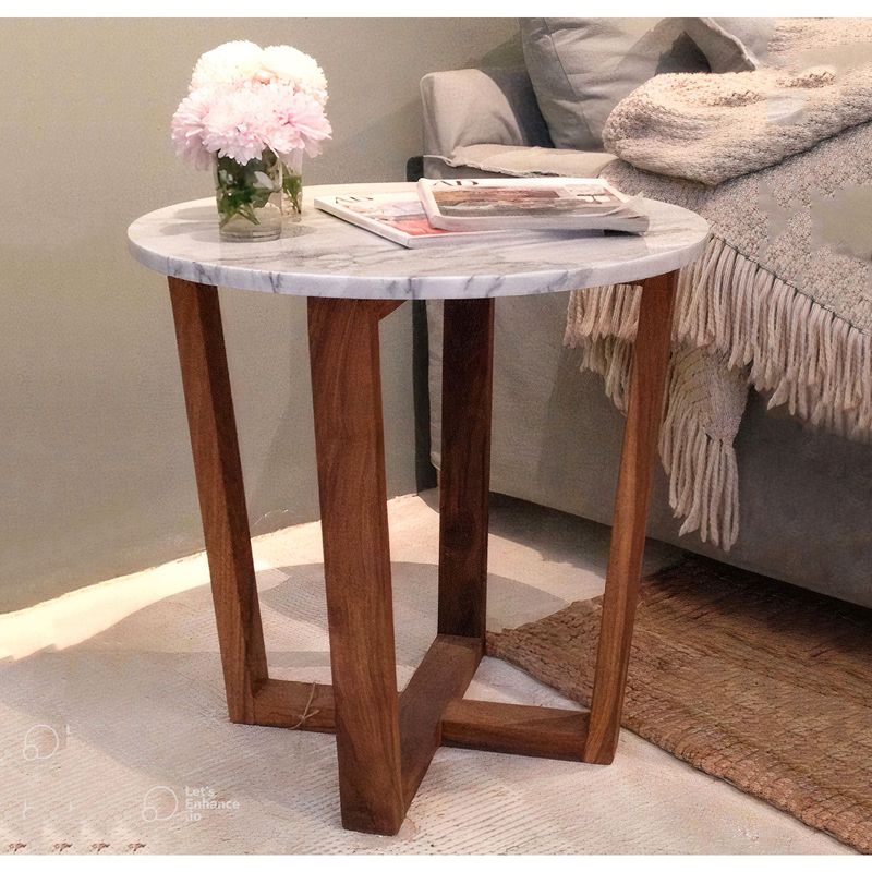 DECOR MESAS - Mesa Lateral Circular Wood - Mármol