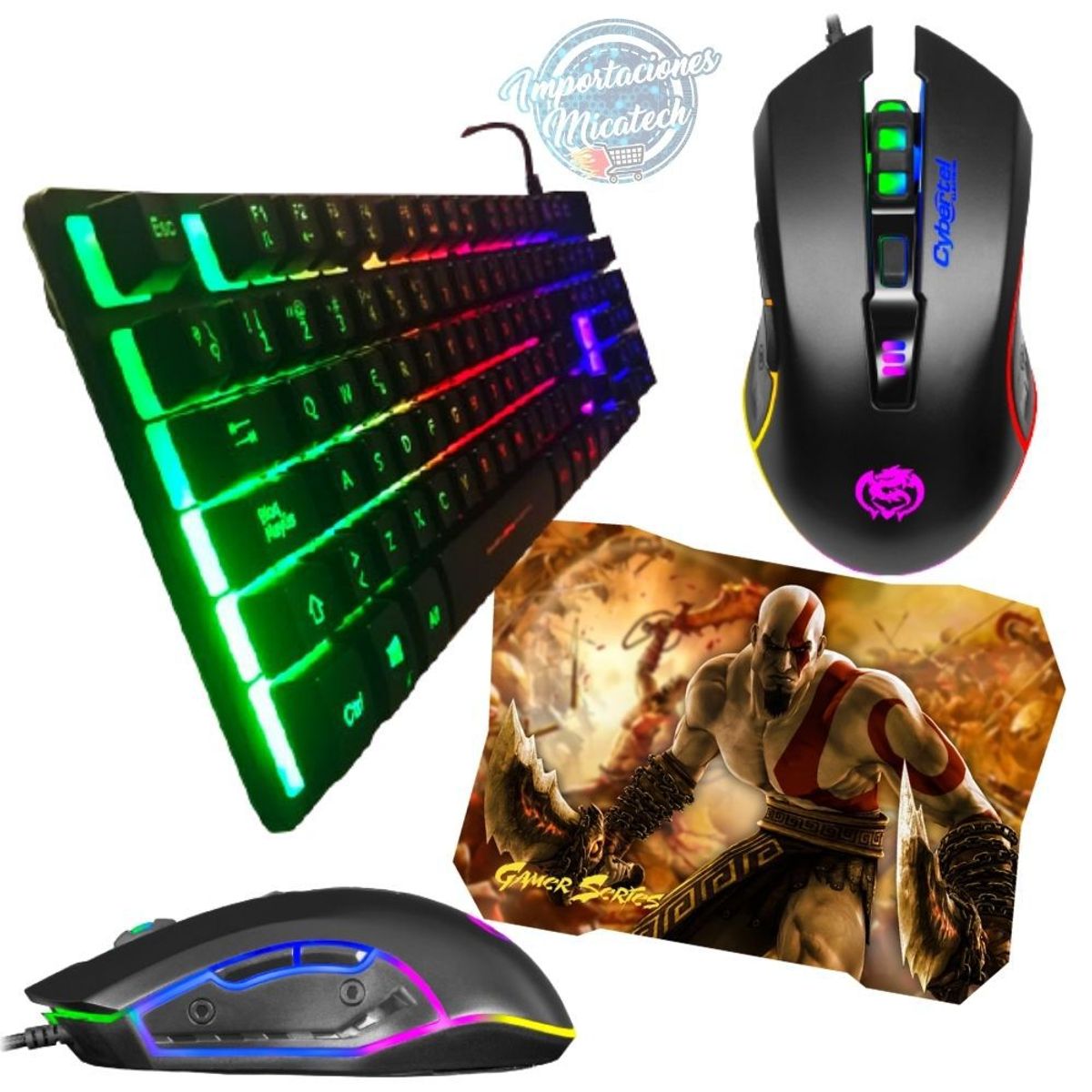 CYBERTEL - Kit Gamer Cyb: Teclado Semimecánico Xtreme + Mouse Elektron  + Pad