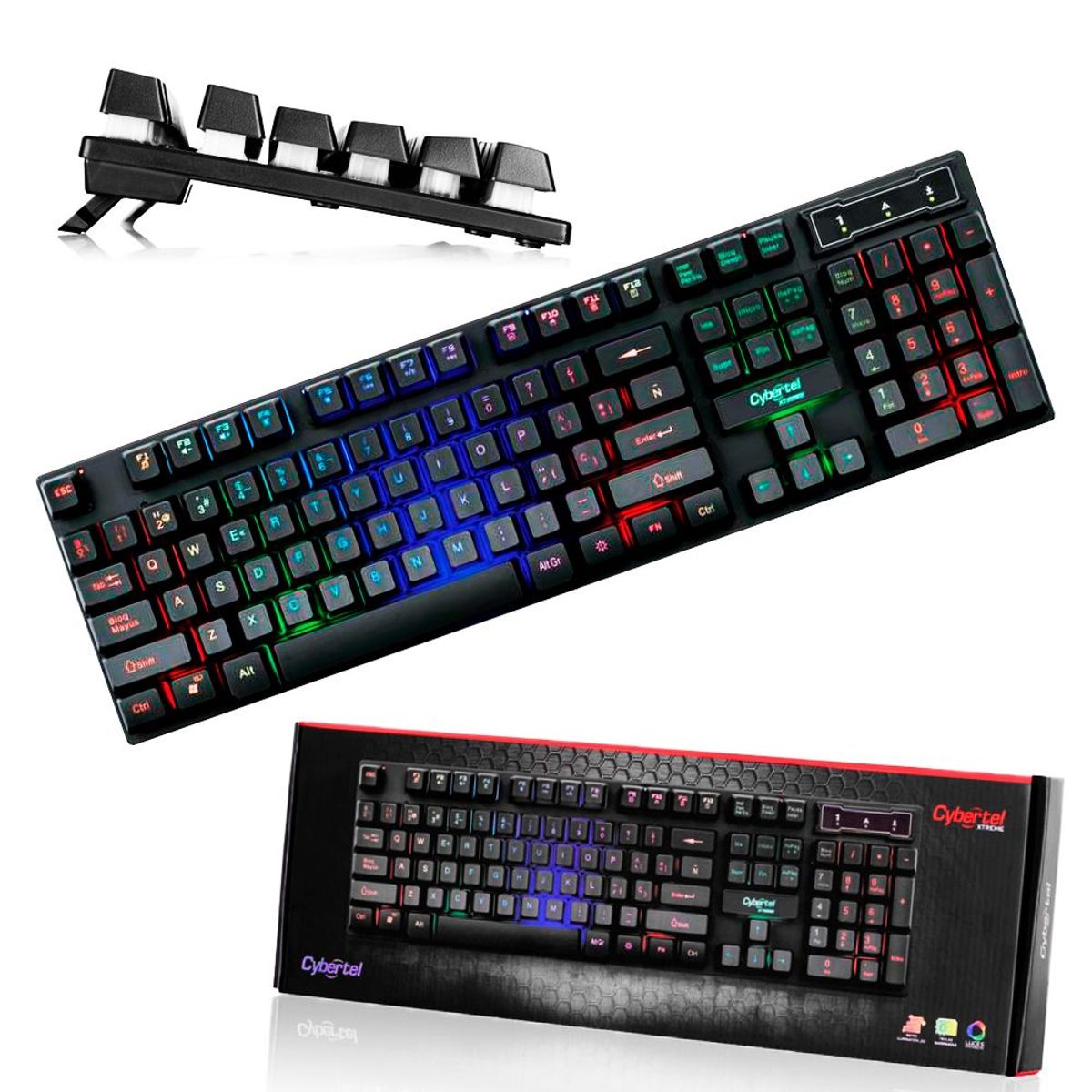 CYBERTEL - Kit Gamer Cyb: Teclado Semimecánico Xtreme + Mouse Elektron  + Pad