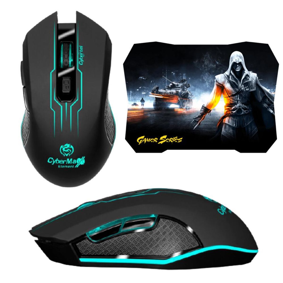 CYBERTEL - Kit Gamer 4 en 1: Audifono Gamer +Teclado Semimecánico +Mouse Element +Pad