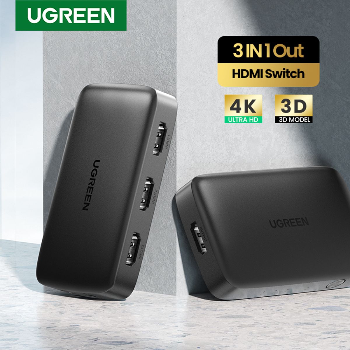 UGREEN - Switch Hdmi Ugreen Inalámbrico 1x3 4k 30hz Con Control 80125
