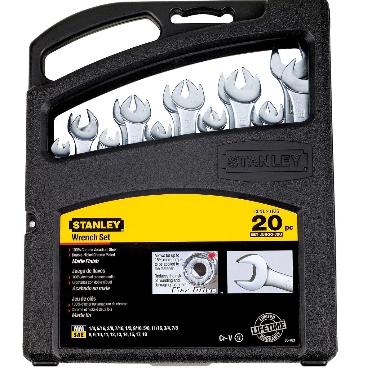 STANLEY - PROMO JUEGO 20 PIEZAS LLAVE MIXTA 8-18MM  1/4-7/8” PLG 85-783 STANLEY