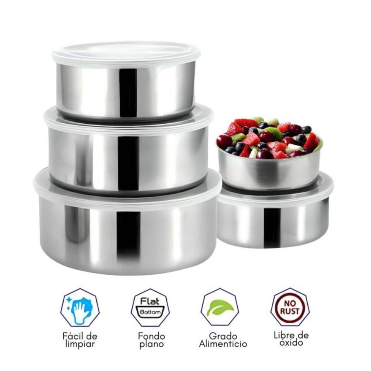 INSPIRA - Set de 5 Mini Bowls de Acero con Tapa Protect Fresh Box