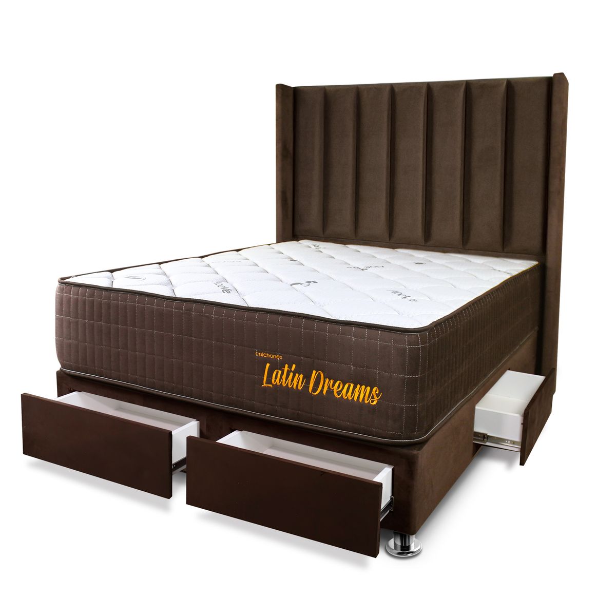 COLCHONES LATIN DREAMS - Dormitorio Ibiza 2 Plz con Cajones + 2 Almohadas Visco + Protector