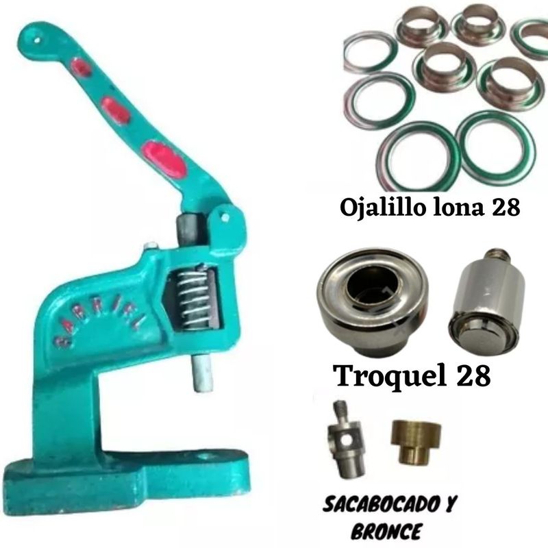GENERICO - Remachadora Ojales Lona Nro 28 (12mm Int) Troquel Sacabocado