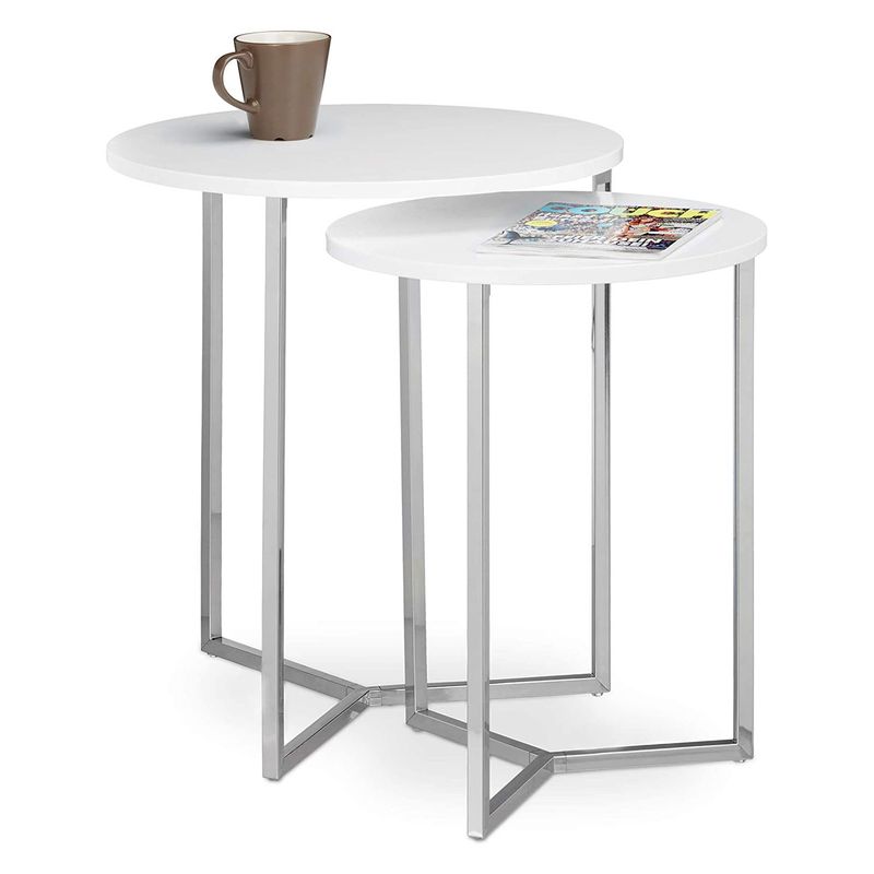 DECOR MESAS - Mesa Lateral Metal Silver - Mármol