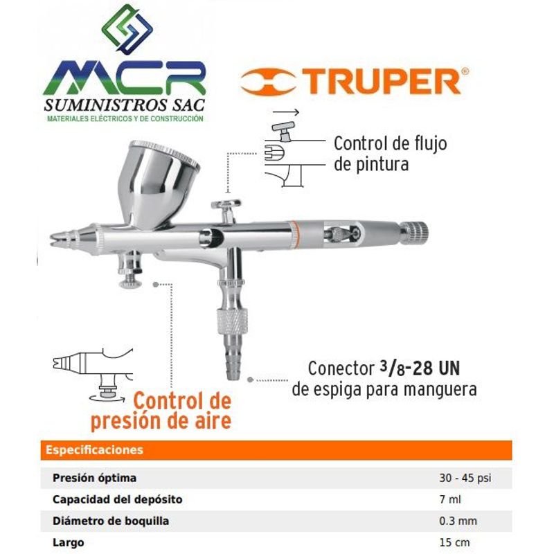 TRUPER - AEROGRAFO DE GRAVEDAD CON VASO FIJO TRUPER