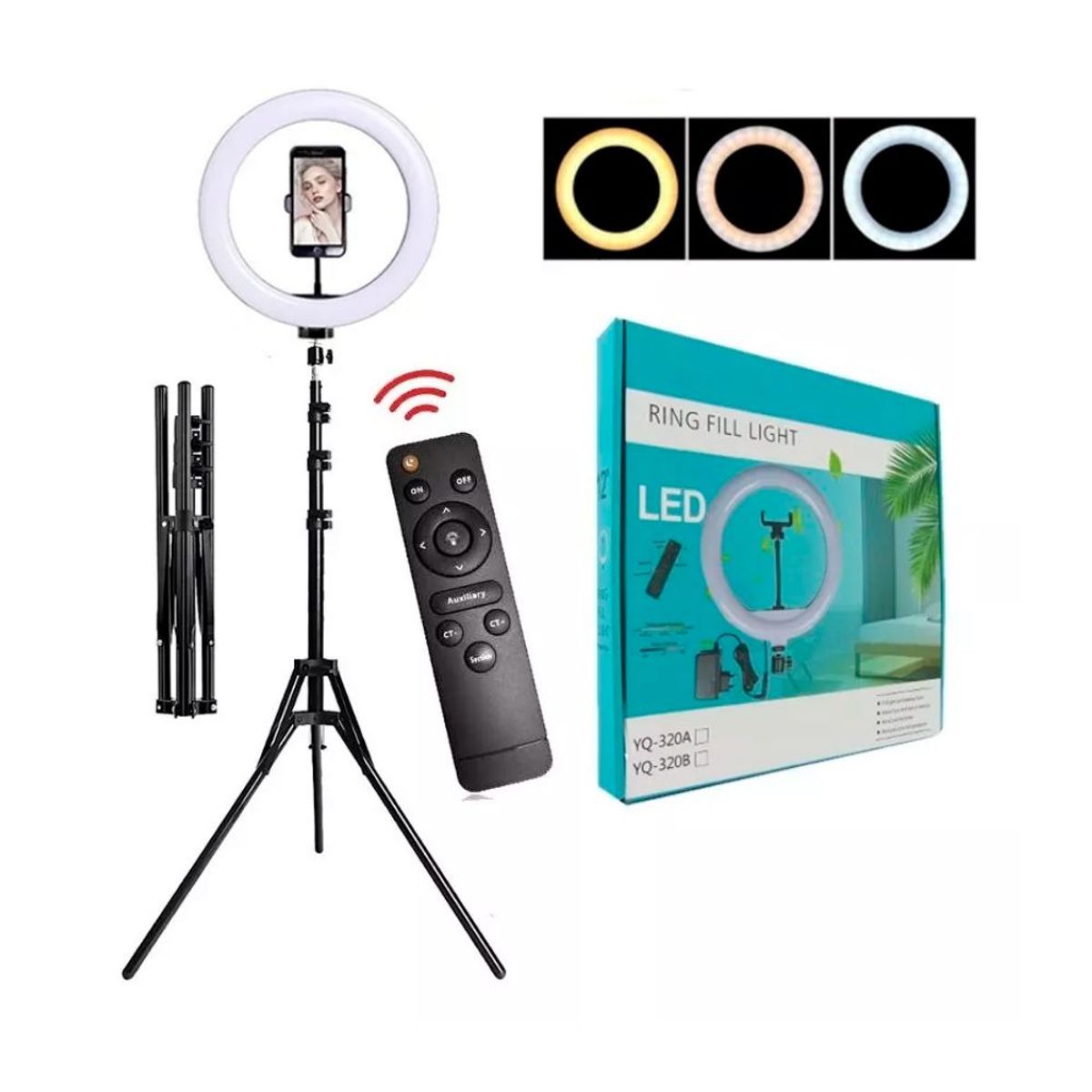 GENERICO - Aro De Luz Led 26 CM + Soporte Para Celular + Tripode 2 Metros