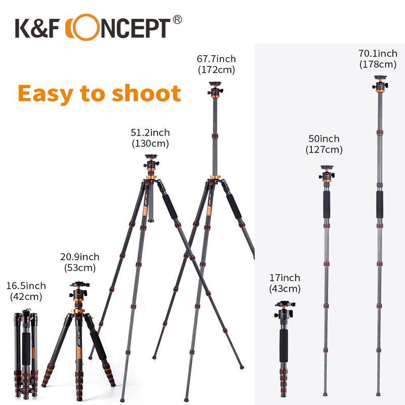 K&F CONCEPT - Trípode Monopie KF Concept SA255C1  Fibra carbono