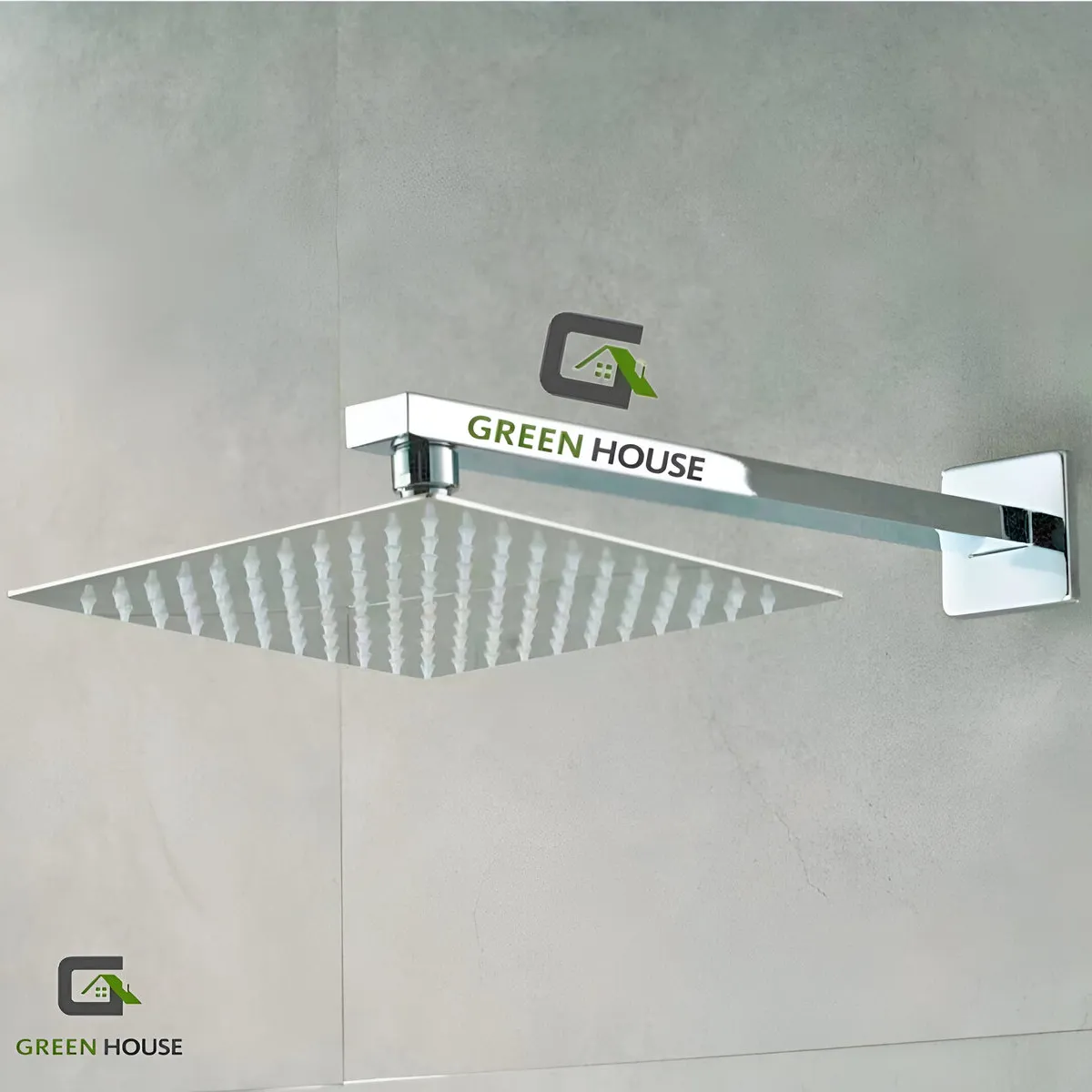 GREEN HOUSE - DUCHA CUADRADA DE 10 PULGADAS MAS BRAZO CUADRADO