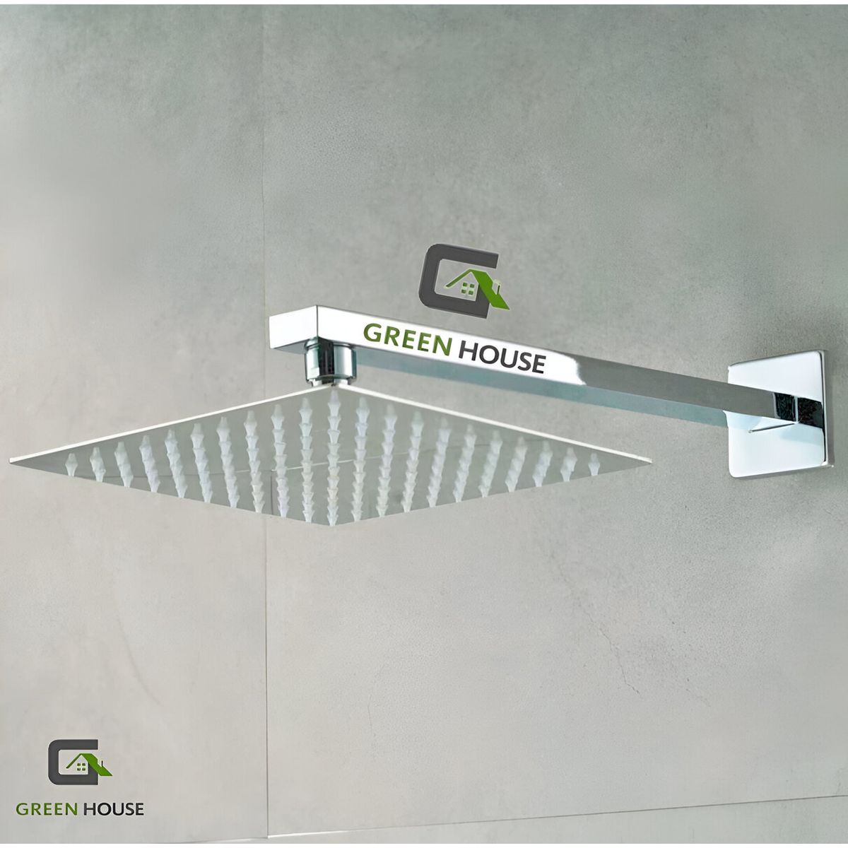 GREEN HOUSE - DUCHA CUADRADA DE 10 PULGADAS MAS BRAZO CUADRADO