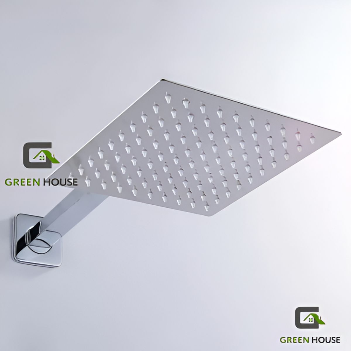 GREEN HOUSE - DUCHA CUADRADA DE 10 PULGADAS MAS BRAZO CUADRADO