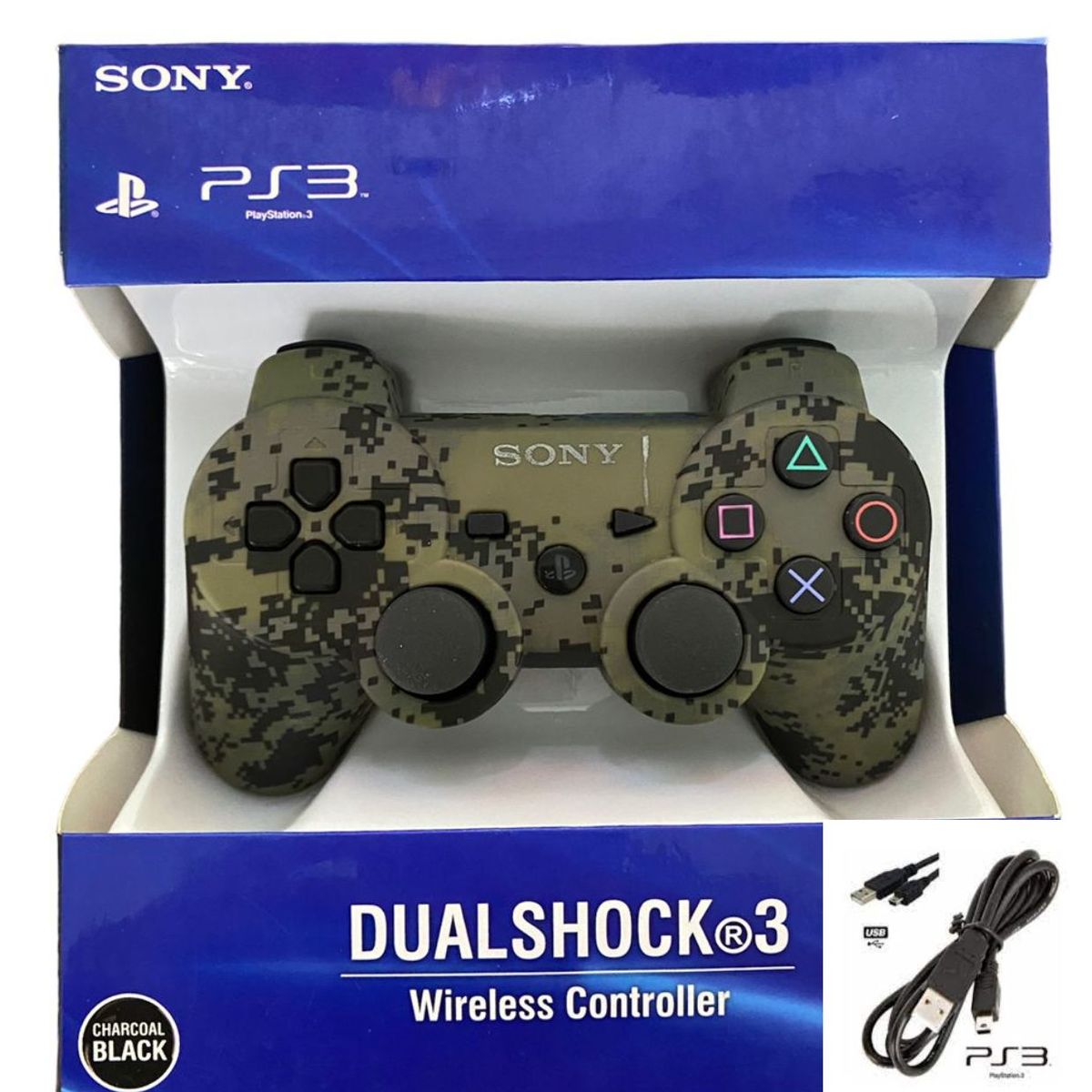 UNIVERSAL - Mando Para Ps3 Playstation 3 Genérico Modelo Militar + cable