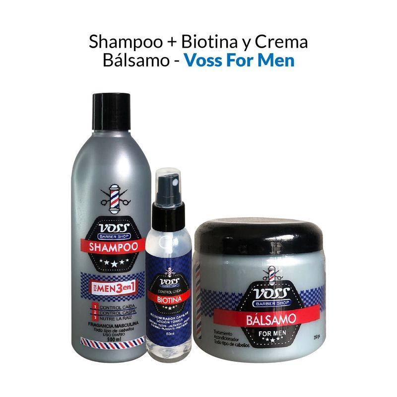 GENERICO - Shampoo  + Biotina  + Crema Bálsamo - Voss For Men