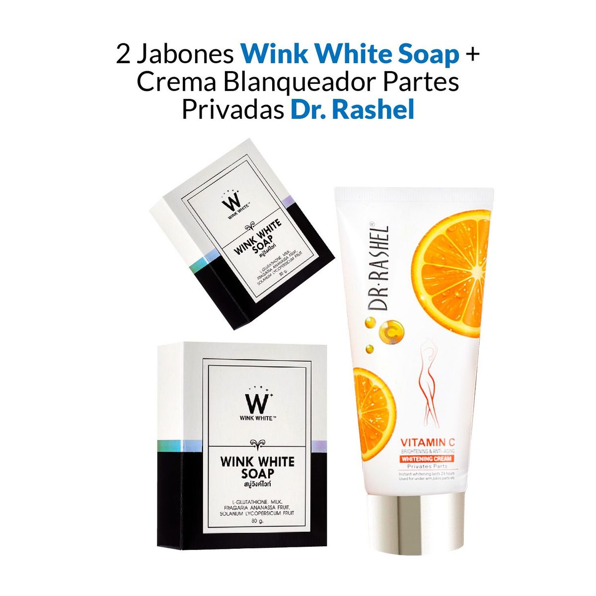 WINK WHITE - 2 Jabones Wink White Soap + Crema Blanqueador Partes Privadas