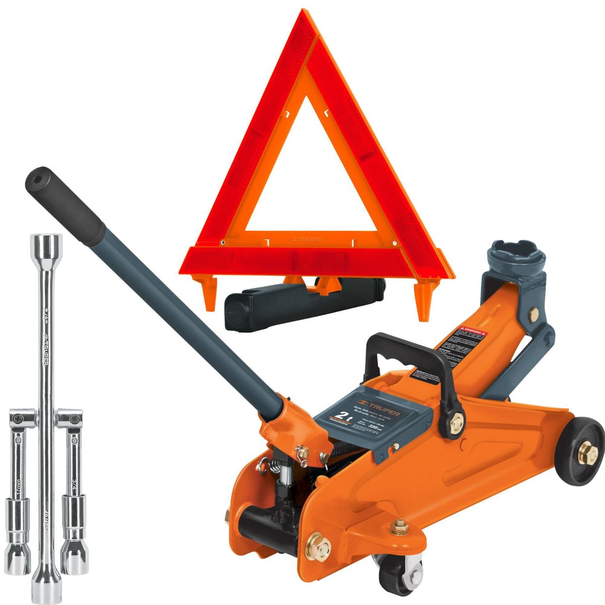 TRUPER - Gata patín 2Ton Triángulo de seguridad Llave de ruedas 14