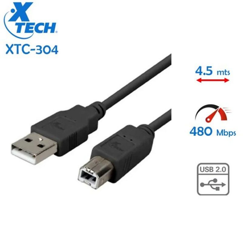 XTECH - Cable USB Impresora Printing 45m XTC-304 Negro