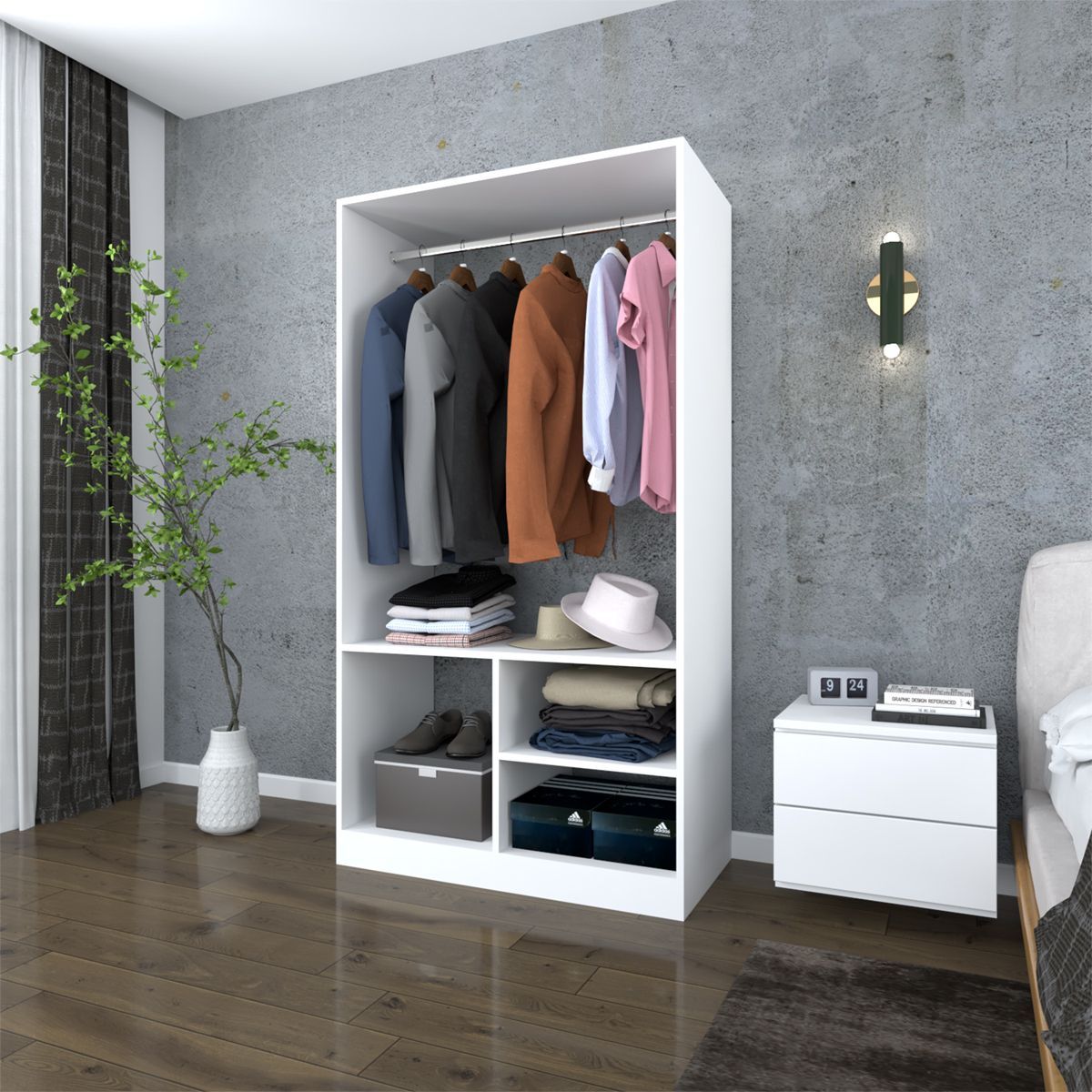 MOVENDA - Ropero Guadalupe 02 repisas Blanco