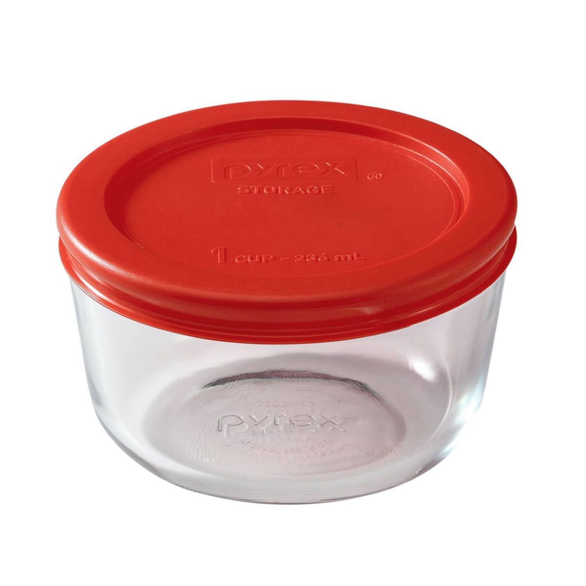 PYREX - Táper De 1 Taza O 236 ml con tapa Roja - Pyrex